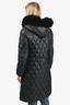 Max Mara Studio Black Quilted Faux Fur Detachable Hood Jacket Size 6 US