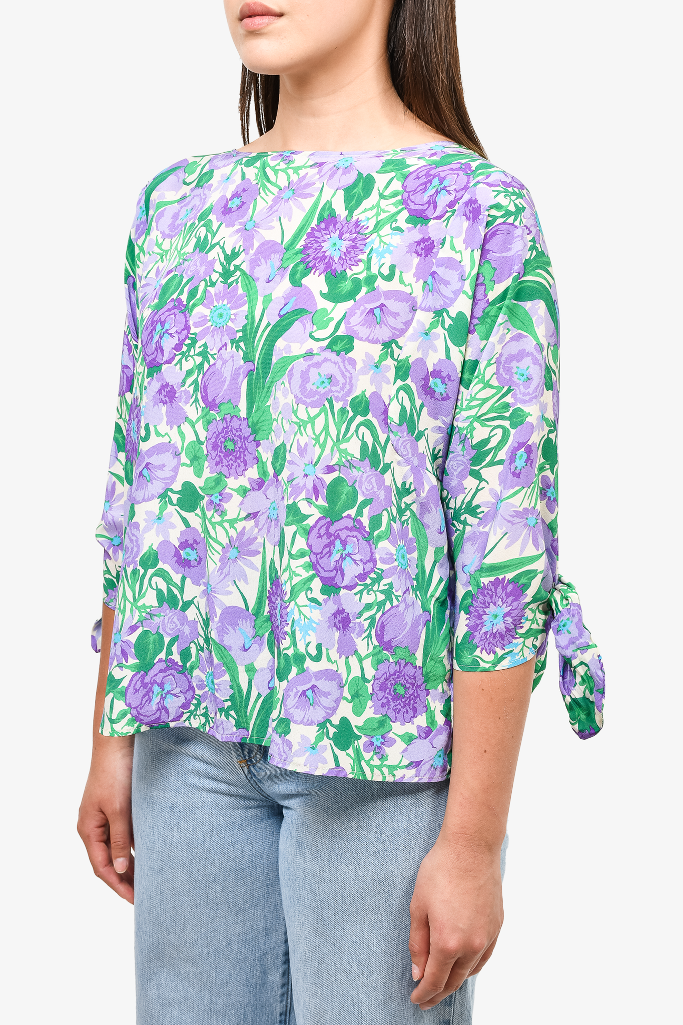 Max Mara Weekend Purple Floral Blouse Size 8
