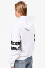 McQ by Alexander McQueen White/Black Cotton Embroidered Hoodie Size M