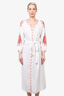 Melissa Odabash White/Red Embroidered Midi Dress Size XS