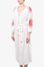 Melissa Odabash White/Red Embroidered L/S Midi Dress sz XS