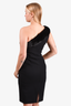 Michael Kors Black Mink Fur One Shoulder Midi Dress Size 2