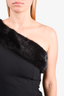 Michael Kors Black Mink Fur One Shoulder Midi Dress Size 2