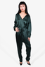 Michelle Mason Green Silk Bodysuit + Pant Set Size 8