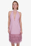 Milly Pink Halter Neck Dress w/ Ostrich Feathers Size 4