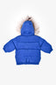 Dior Baby Blue Puffer Coat with Fur Hood Size 6M Kids