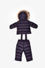 Moncler Navy Puffer Overalls + Matching Puffer Jacket with Fox Fur Hood sz 9-12M Kids