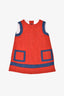 Oscar De La Renta Red/Blue Wool Sleeveless Shift Dress Size 18M Kids