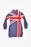 D&G Dolce & Gabbana Blue London Flag Print Turtleneck Sweater Dress Kids