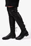 Christian Dior Black 'Nappa' Embellished Over The Knee Boots Size 37