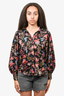 Misa Black/Pink Floral Printed Silky L/S Button Up Shirt sz XS