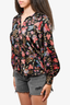 Misa Black/Pink Floral Printed Silky L/S Button Up Shirt sz XS