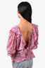Misa Pink Floral Open Back Blouse Size S