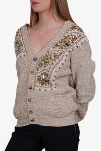 Missoni Beige Embroidered Cardigan sz 48