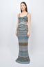 Missoni Blue/Grey Striped Knit Maxi Dress sz 40