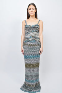 Missoni Blue/Grey Striped Knit Maxi Dress sz 40
