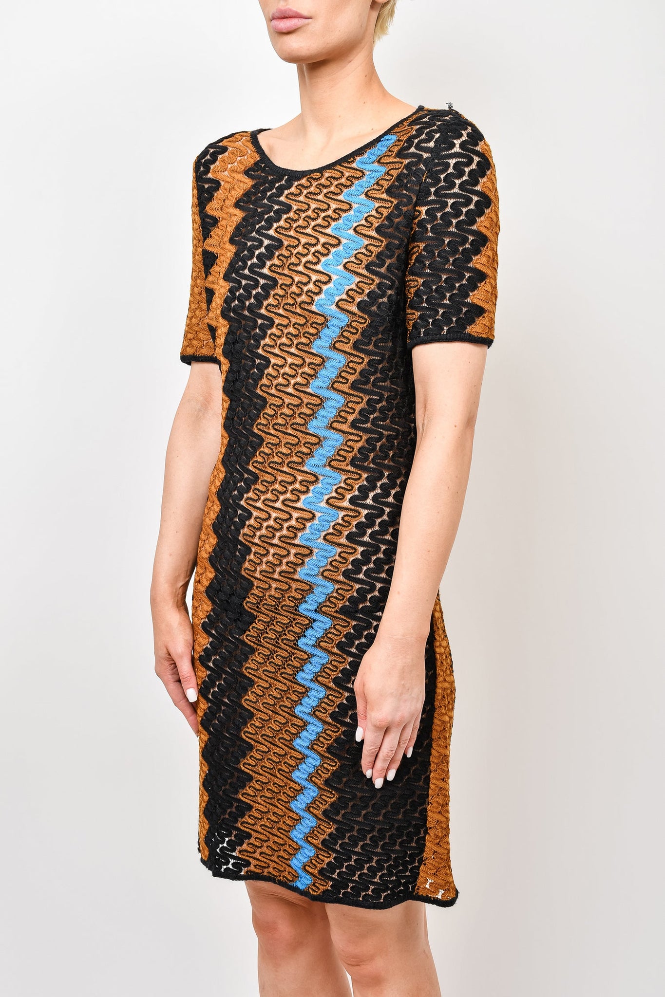 Missoni Brown/Black Patterned Knit S/S Dress