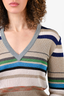 Missoni Gold/Blue Striped V-Neck Sweater Size 42