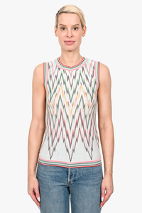Missoni White/Multicolour Printed Knit Sleeveless Top sz 38
