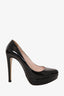 Miu Miu Black Patent Round Toe Platform Heels Size 35.5
