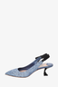 Miu Miu Blue Glitter Bow Slingback Kitten Heels Size 36