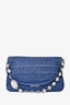 Miu Miu Blue Matelasse Leather Crystal Strap Shoulder Bag