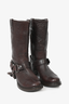 Miu Miu Brown Leather Motorcycle Boots Size 38