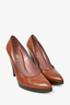 Miu Miu Brown Leather Round Toe Heel Size 37