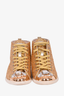 Miu Miu Gold Glittery High-Top Sneakers with Rhinestone Cap-Toe Size 39