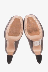 Miu Miu Grey Suede Peep Toe Platform Heels Size 37