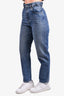 Miu Miu Medium Blue Wash Paperbag Jeans with Logo Size 24