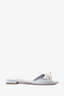 Miu Miu Pale Blue Leather Embellished Slides Size 39.5