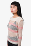 Miu Miu Pink/White Mohair/Wool Crewneck Sweater Size 38