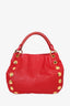 Miu Miu Red Leather Studded Shoulder Bag