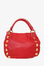 Miu Miu Red Leather Studded Shoulder Bag