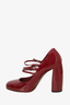 Miu Miu Red Patent Crystal Buckle Mary Jane Heels Size 36