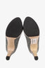 Miu Miu Silver Glitter Anthracite Peep Toe Platform Heels Size 39