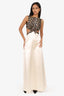 Miu Miu White/Leopard Print Sleeveless Cut-Out Dress Size 40