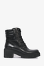 Moncler Black Leather 'Viviane Scarpa' Combat Boots Size 39