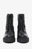Moncler Black Leather 'Viviane Scarpa' Combat Boots Size 39