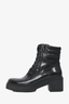 Moncler Black Leather 'Viviane Scarpa' Combat Boots Size 39