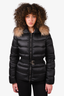 Moncler Black Quilted Fur Hood Taite Short Puffer with Belt Size 0