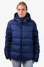 Moncler Blue 'Chevalier Giubbotto' Down Jacket with Hood Size 4