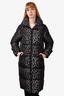 Moncler Grey/Black Leopard Printed 'Keller' Coat Size 0