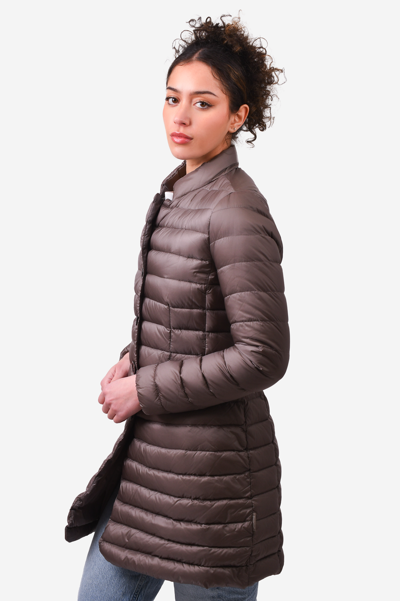 Moncler Grey Long Thin Puff Jacket Size 0 Mine Yours