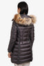 Moncler Grey Quilted Fur Hood Puffer Coat Size 0