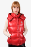 Moncler Red Quilted Down Vest with Hood Size 4