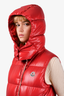 Moncler Red Quilted Down Vest with Hood Size 4