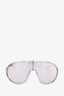 Moncler Silver Mirrored Metal Shield 'Vangarde' Sunglasses