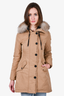 Moncler Tan Down Fur Hood 'Monticole' Parka Coat Size 1